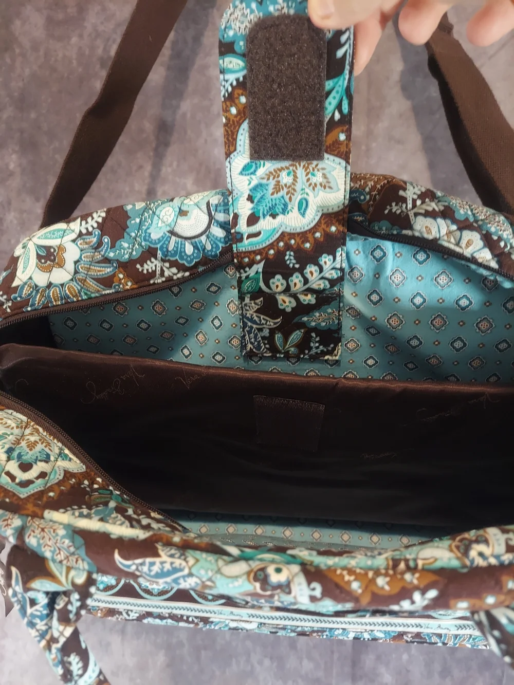 Vera Bradley Java Blue Quilted Travel Bag Retired 2007 Paisley Duffel Tote VGC